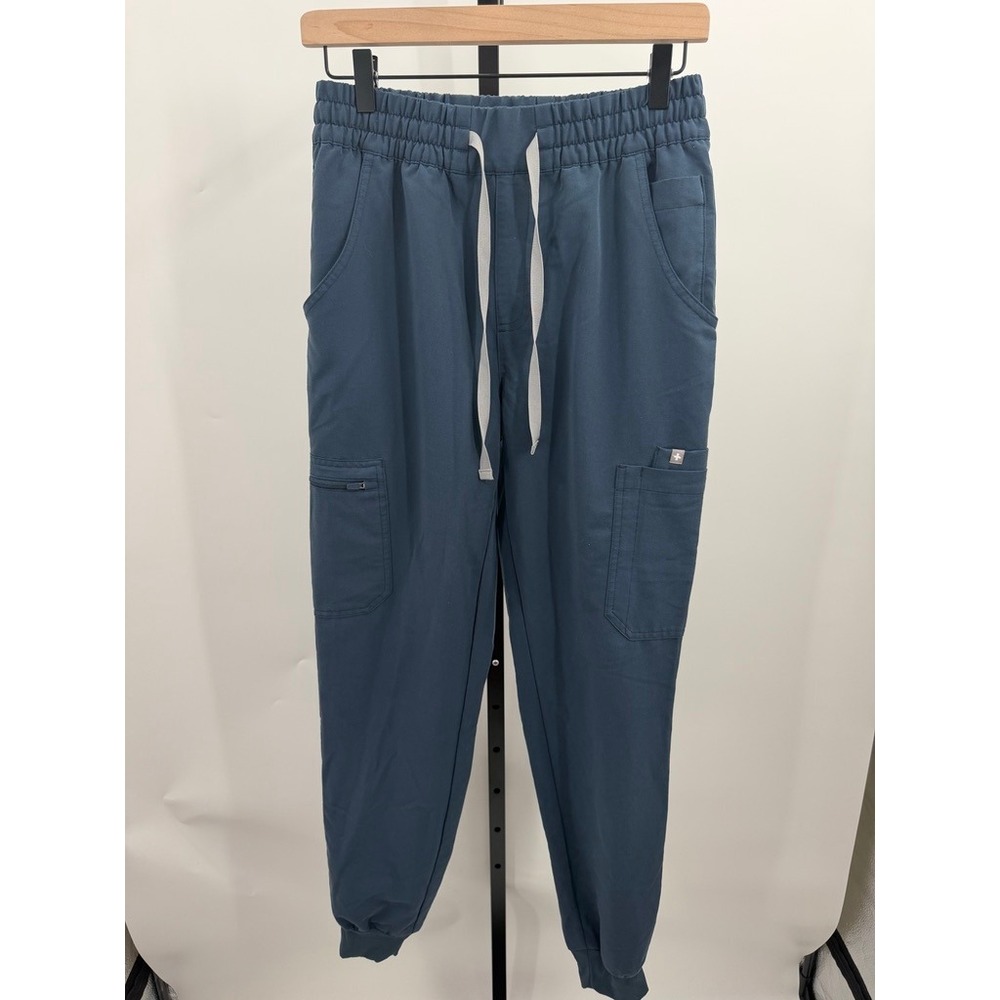 Figs Uman High Rise Jogger Scrub Pants 11 Pocket Drawcord Moisture Wicking Navy